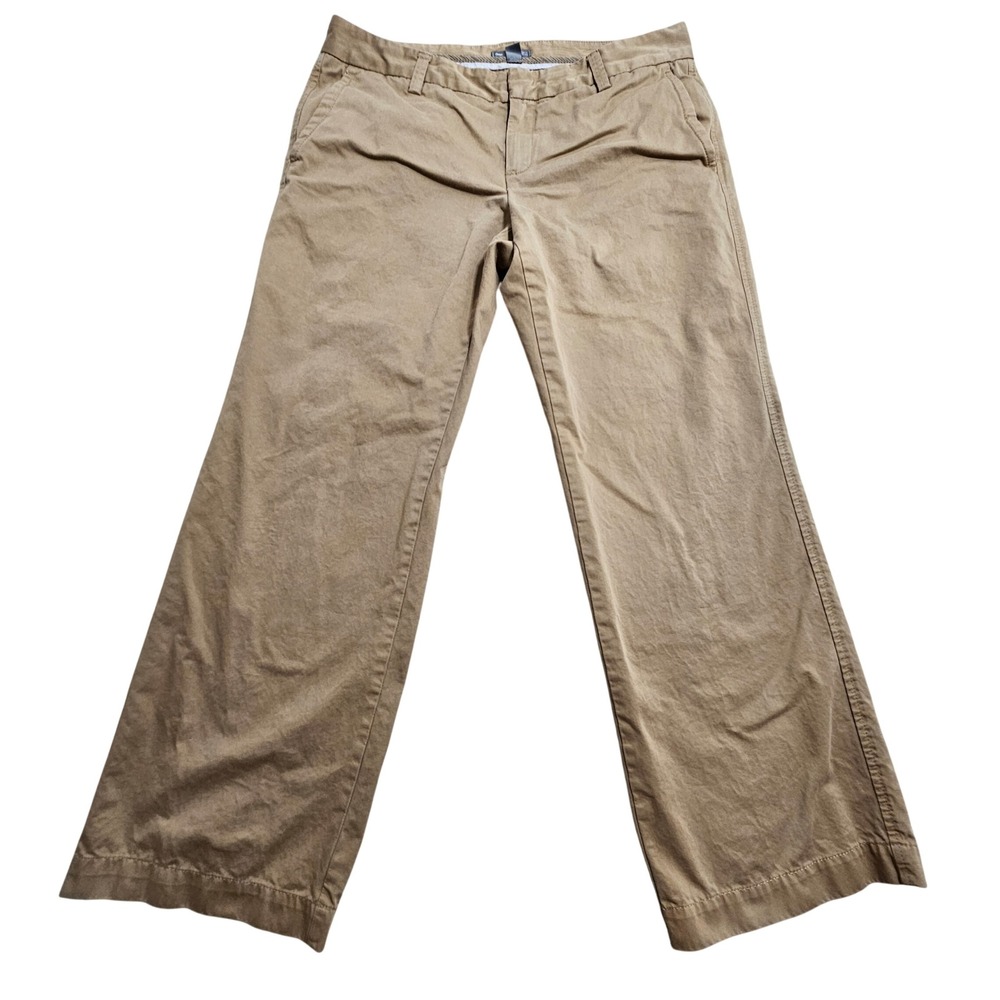 Gap Straight‎ Fit Pants Women 10 Khaki Tan Ankle Length Cotton Workwear Trousers